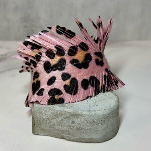 NWT Pink Leopard Fringe Snap Bracelet | Animal Print Faux Leather Cuff